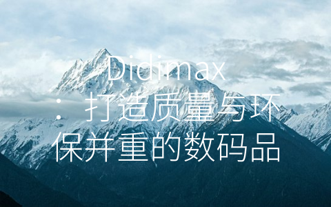 Didimax：打造质量与环保并重的数码品牌 (didimax是什么牌子)